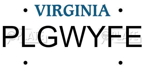 PLGWYFE Virginia License Plate