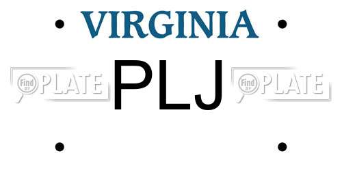 PLJ Virginia License Plate