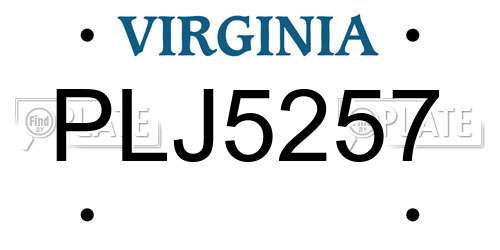 PLJ5257 Virginia License Plate