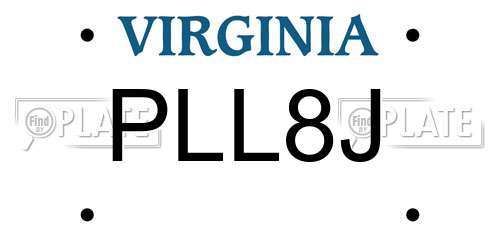 PLL8J Virginia License Plate