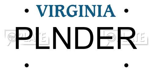 PLNDER Virginia License Plate
