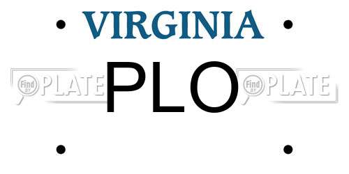 PLO Virginia License Plate