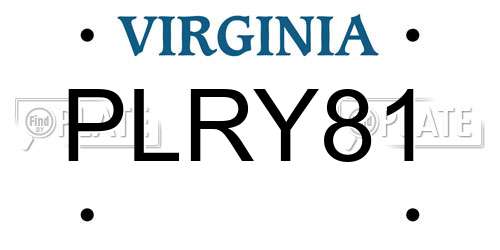 PLRY81 Virginia License Plate