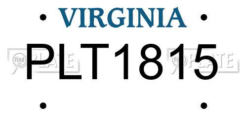 PLT1815 Virginia License Plate