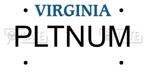 PLTNUM Virginia License Plate