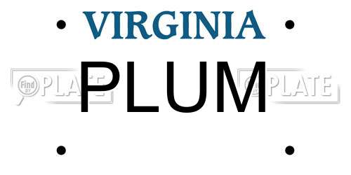 PLUM Virginia License Plate