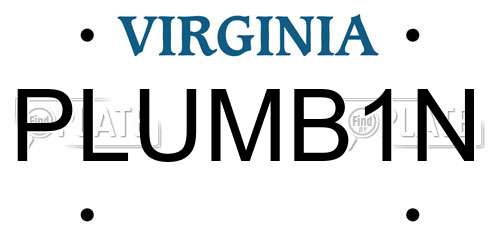 PLUMB1N Virginia License Plate