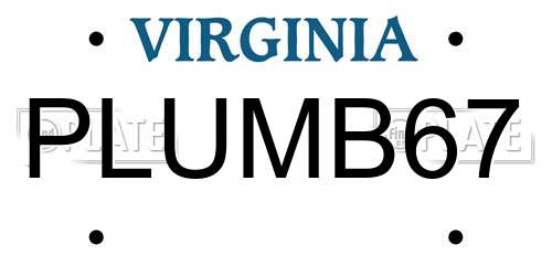 PLUMB67 Virginia License Plate