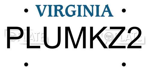 PLUMKZ2 Virginia License Plate
