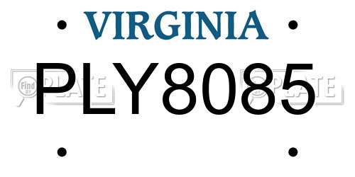 PLY8085 Virginia License Plate