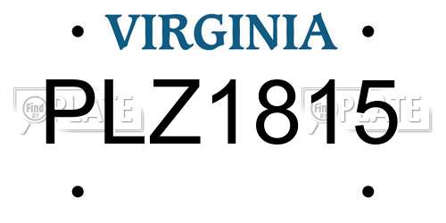 PLZ1815 Virginia License Plate
