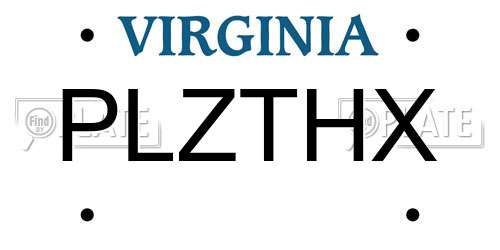 PLZTHX Virginia License Plate