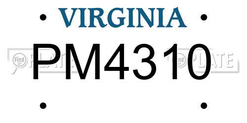 PM4310 Virginia License Plate