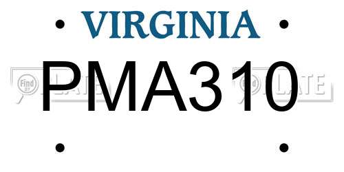 PMA310 Virginia License Plate