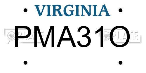 PMA31O Virginia License Plate