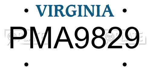 PMA9829 Virginia License Plate