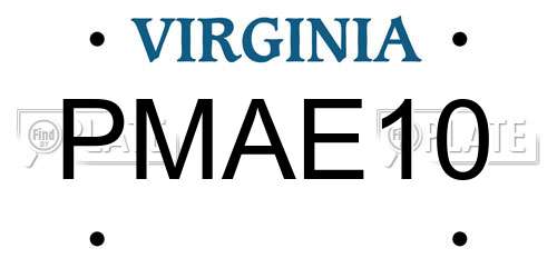 PMAE10 Virginia License Plate