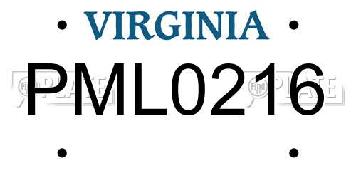 PML0216 Virginia License Plate