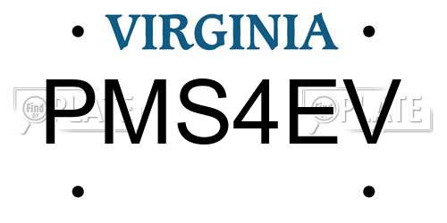 PMS4EV Virginia License Plate