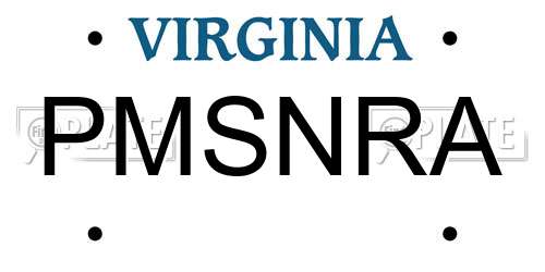 PMSNRA Virginia License Plate