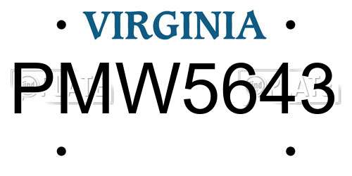 PMW5643 Virginia License Plate