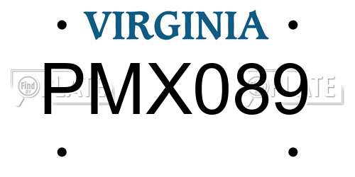 PMX089 Virginia License Plate