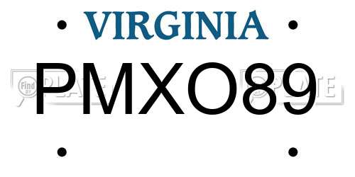 PMXO89 Virginia License Plate