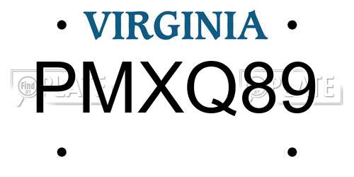 PMXQ89 Virginia License Plate