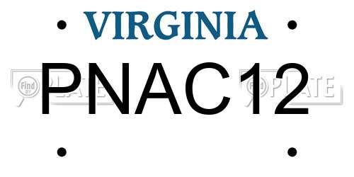 PNAC12 Virginia License Plate