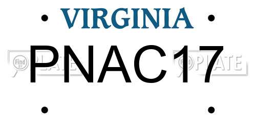 PNAC17 Virginia License Plate