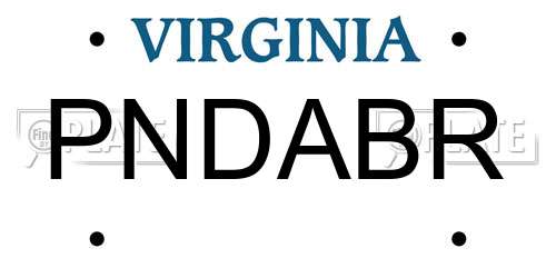 PNDABR Virginia License Plate