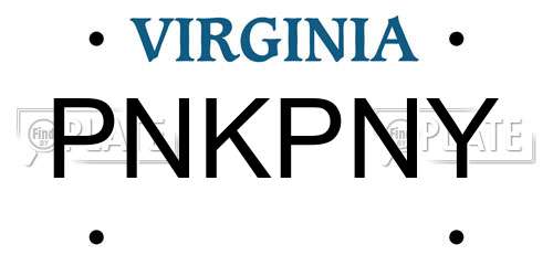 PNKPNY Virginia License Plate