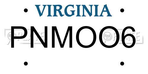 PNMOO6 Virginia License Plate