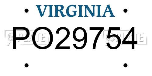 PO29754 Virginia License Plate