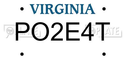 PO2E4T Virginia License Plate