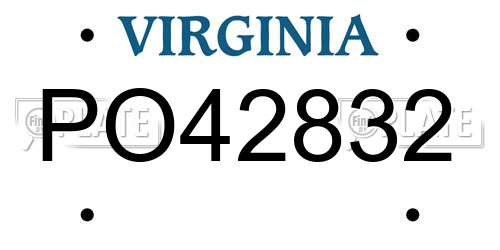 PO42832 Virginia License Plate