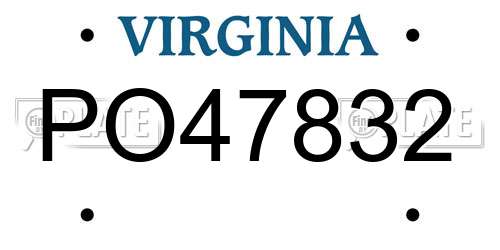 PO47832 Virginia License Plate