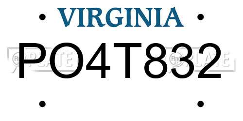 PO4T832 Virginia License Plate