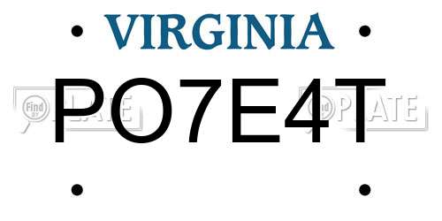 PO7E4T Virginia License Plate