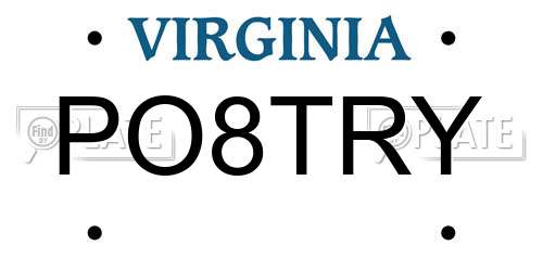 PO8TRY Virginia License Plate