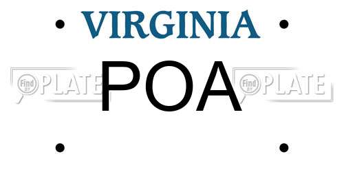 POA Virginia License Plate