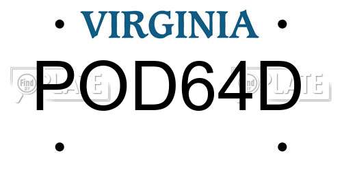 POD64D Virginia License Plate