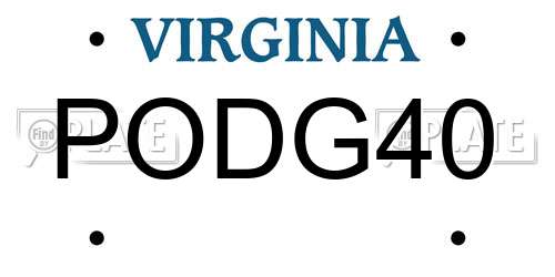 PODG40 Virginia License Plate
