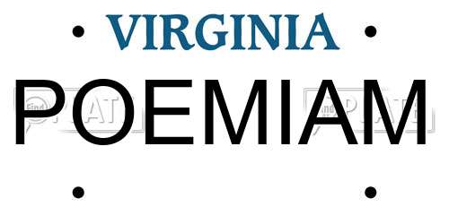 POEMIAM Virginia License Plate