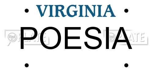 POESIA Virginia License Plate