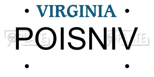 POISNIV Virginia License Plate
