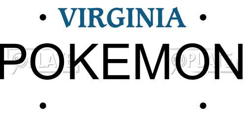 POKEMON Virginia License Plate