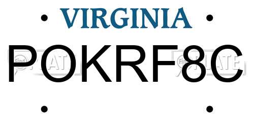 POKRF8C Virginia License Plate