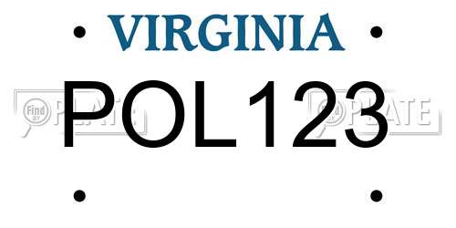 POL123 Virginia License Plate