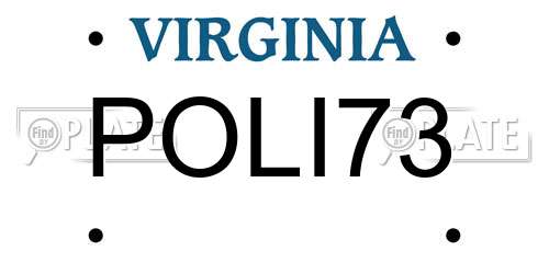 POLI73 Virginia License Plate